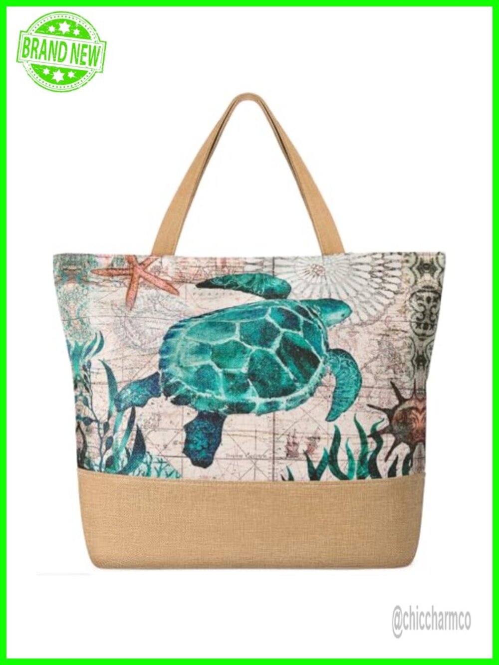 Jute Straw Beach Tote Bag Waterproof Zip Travel Pool Bag